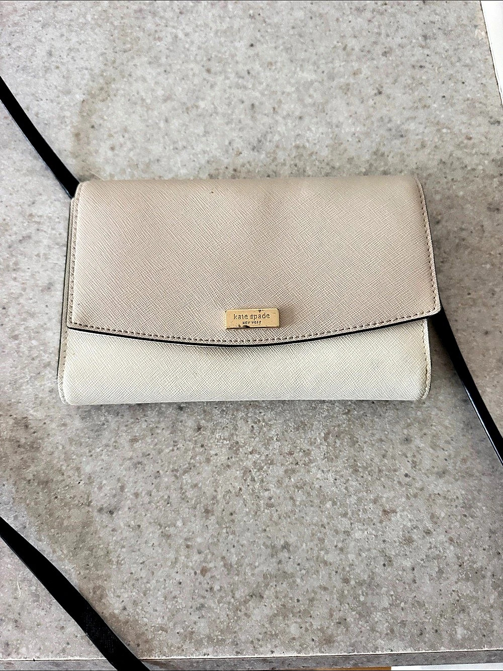 Kate Spade Chain Strap Wallet in White & Beige